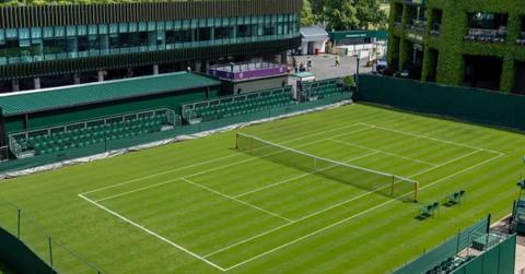 One of the tennis courts used for London's annual Wimbledon Championships in 2023