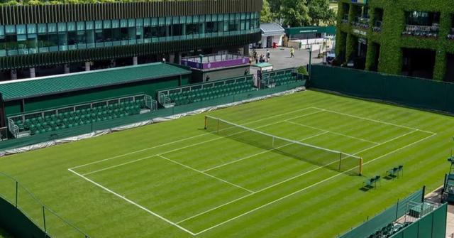 One of the tennis courts used for London's annual Wimbledon Championships in 2023