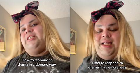 Jools Lebron explaining how to respond to drama demurely.