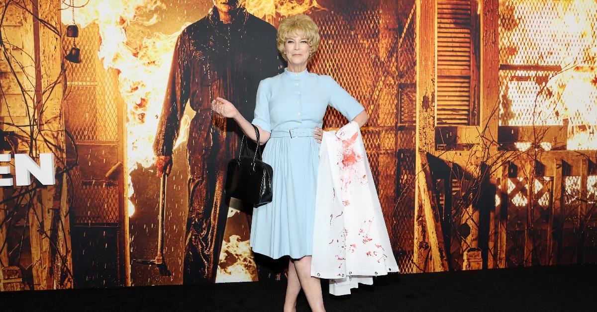 Jamie Lee Curtis dressed as her mother Janet Leigh in 'Psycho.'