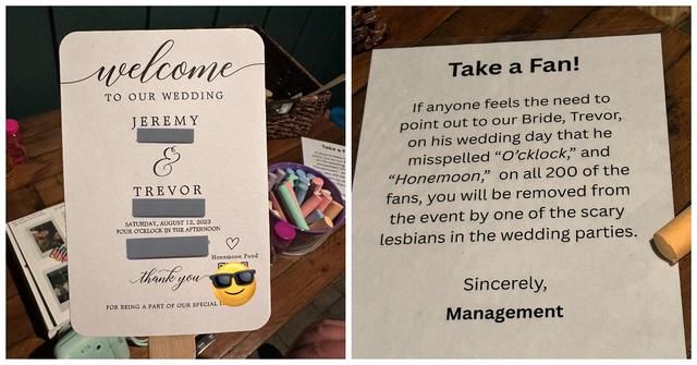 Misspelled wedding fan