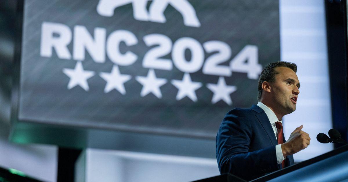 Charlie Kirk speaking at the 2024 RNC. 