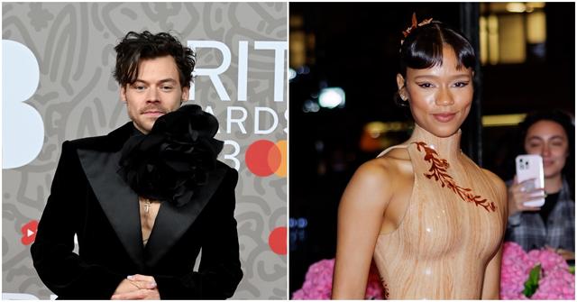 Harry Styles and Taylor Russell on the red carpet separately.