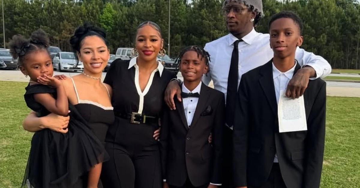 (l-r): Young Thug's kids, Mariah The Scientist, his baby mama, and Young Thug