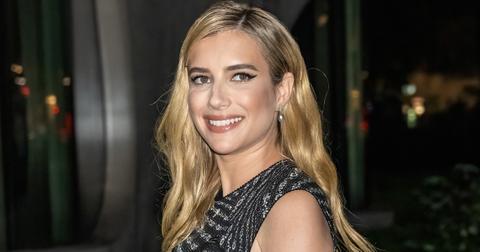 Emma Roberts is seen arriving to the Tory Burch Spring/Summer 2024 Runway Show during New York Fashion Week