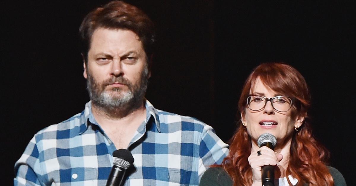 Nick Offerman et Megan Mullally en tournée en 2015.