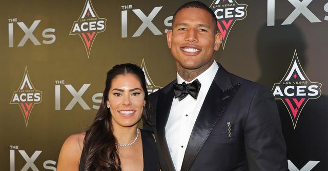 Kelsey Plum and Darren Waller at the inaugural IX Awards at Allegiant Stadium on June 17, 2022, in Las Vegas