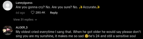 Baby Cries Every Time Mom Sings 'You Are My Sunshine"