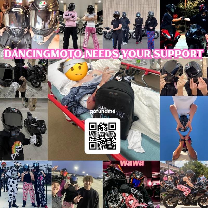 DancingMoto's Instagram post asking for donations after his accident.