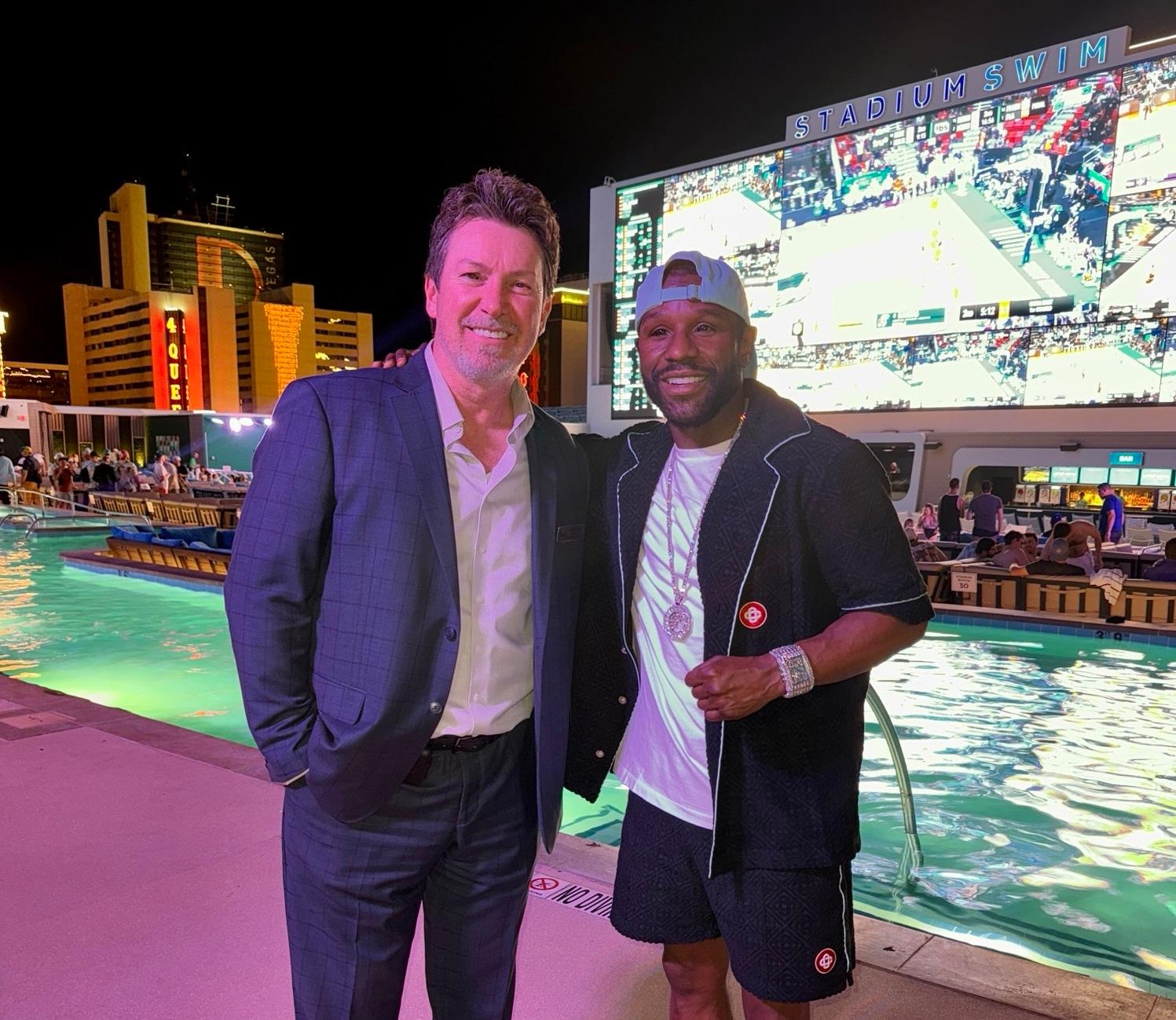 pro boxing legend floyd mayweather circa executive richard wilk stadium swim las vegas
