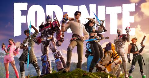Characters from the Wilds season of 'Fortnite' in front of the game logo