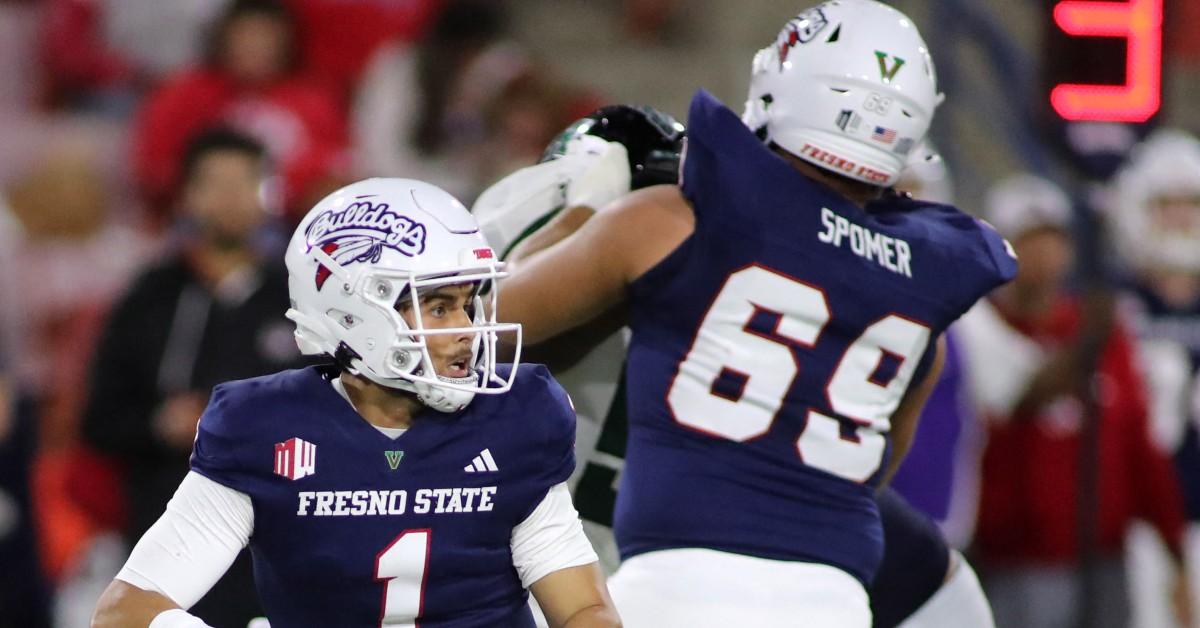 A game between the Fresno State Bulldogs and the Hawaii Rainbow Warriors