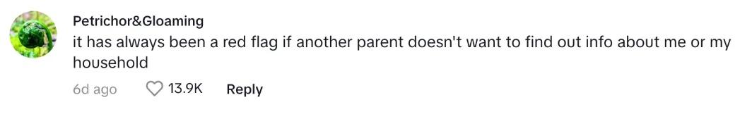 A comment on a TikToker's video about her daughter's friend being dropped off to her house in an Uber.