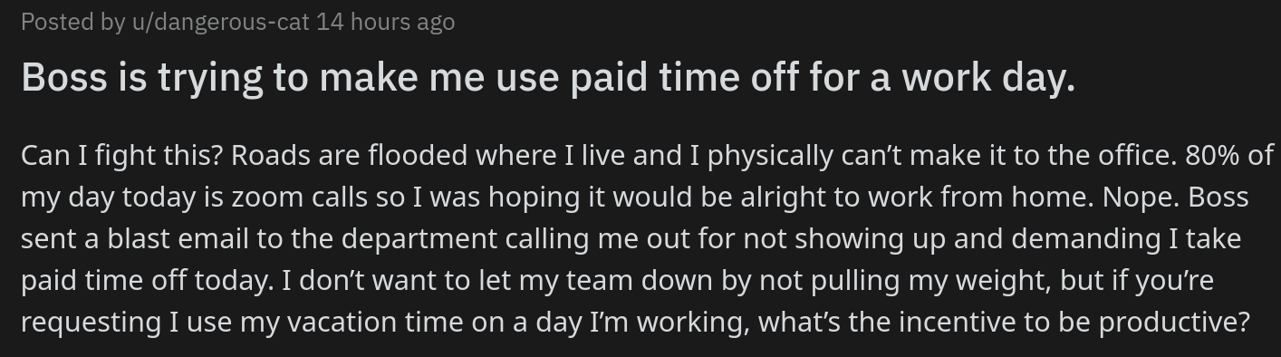 Reddit Paid Time Off Work Day