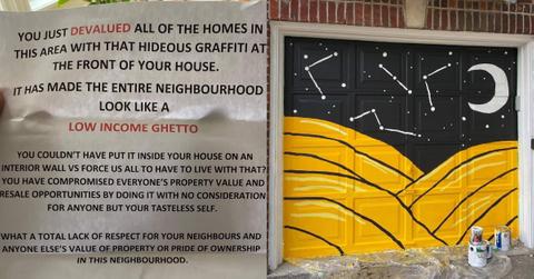 Woman Mailed Nasty Letter Saying Her Painted Garage Door Is 'Hideous Graffiti'