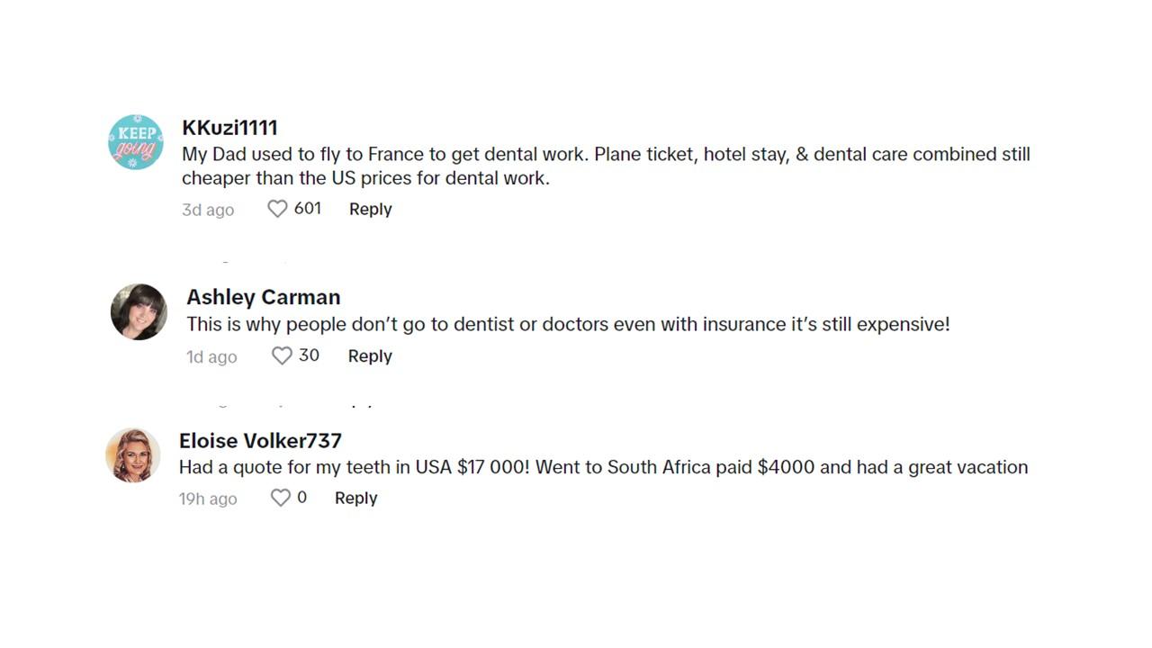 Commenters agreeing that dental work in the U.S. is overpriced 