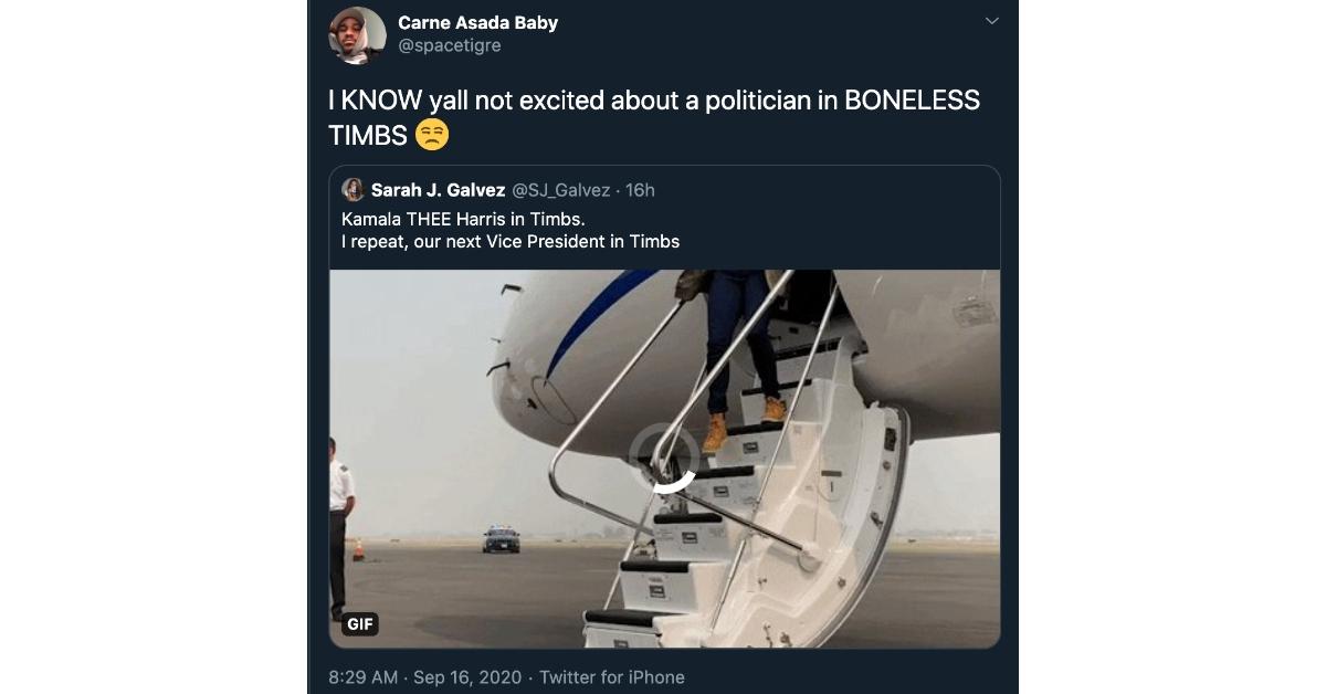 kamala harris boneless timbs