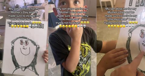 Son Draws Mom’s Mustache on Mothers Day Portrait