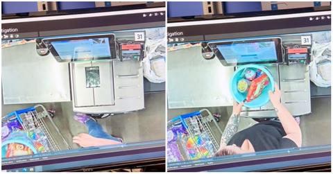 A Walmart checkout bucket stealing clip
