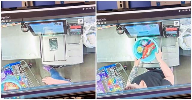 A Walmart checkout bucket stealing clip