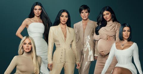 The Kardashian women in beige and cream outfits