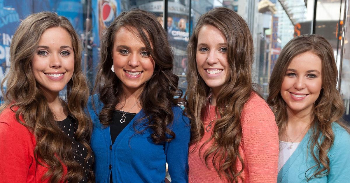 (L-R) Jessa Duggar, Jinger Duggar, Jill Duggar, and Jana Duggar in Times Square on March 11, 2014, in New York City.