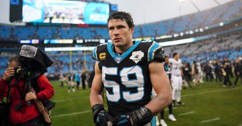 Luke Kuechly #59 of the Carolina Panthers after their game against the New Orleans Saints at Bank of America Stadium on December 29, 2019 in Charlotte, NC