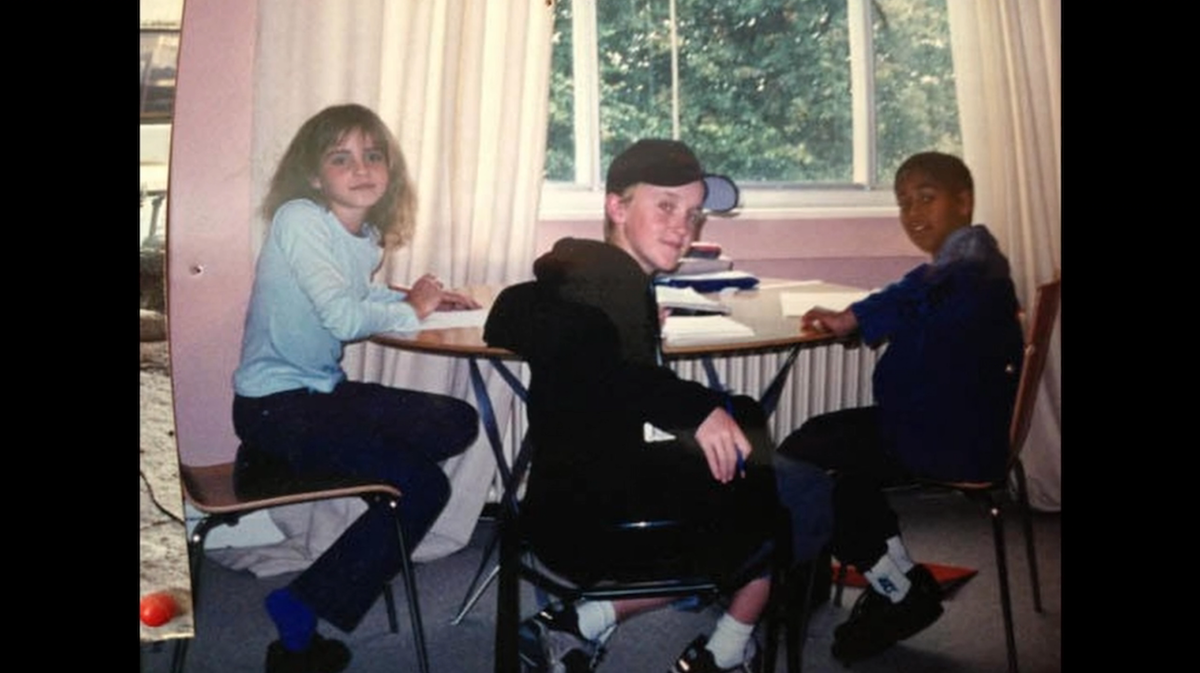 Emma Watson and Tom Felton at school