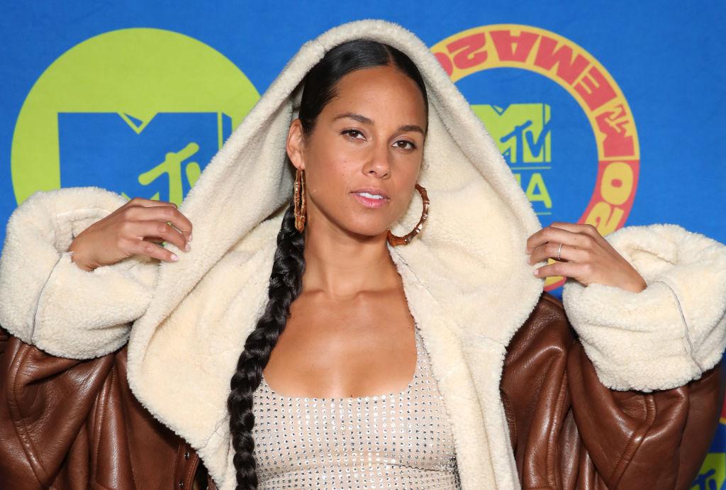 Alicia Keys poses ahead of the MTV EMA's in Los Angeles. 