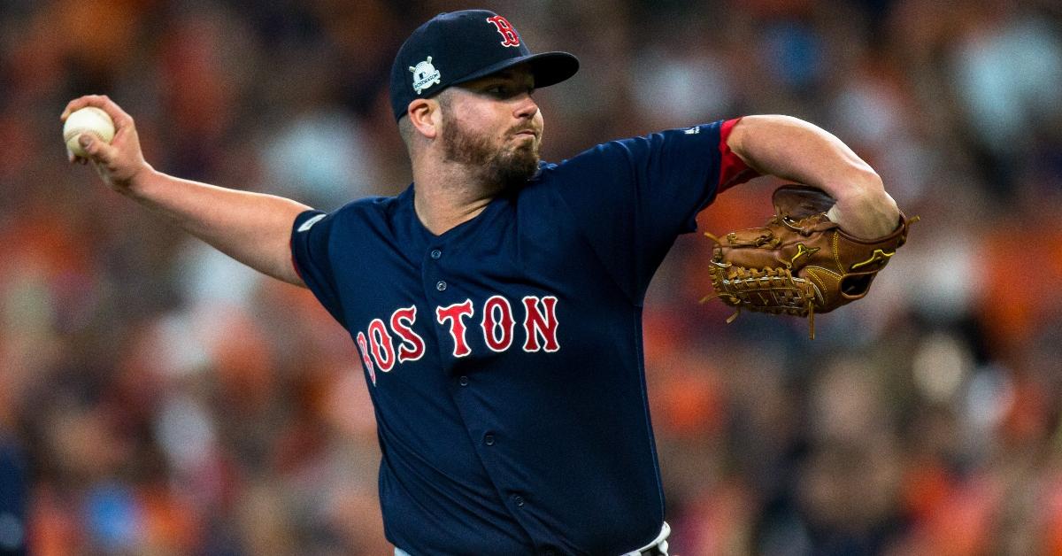 Austin Maddox pitching in a Red Sox game