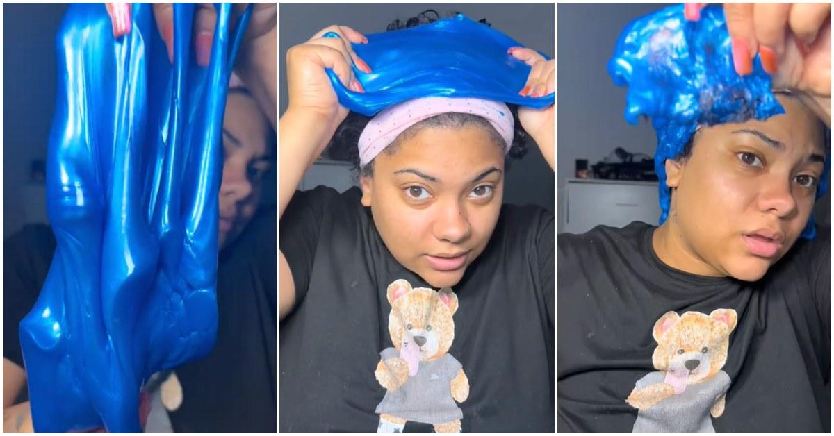 A viral TikTok of the slime hair mask gone wrong.