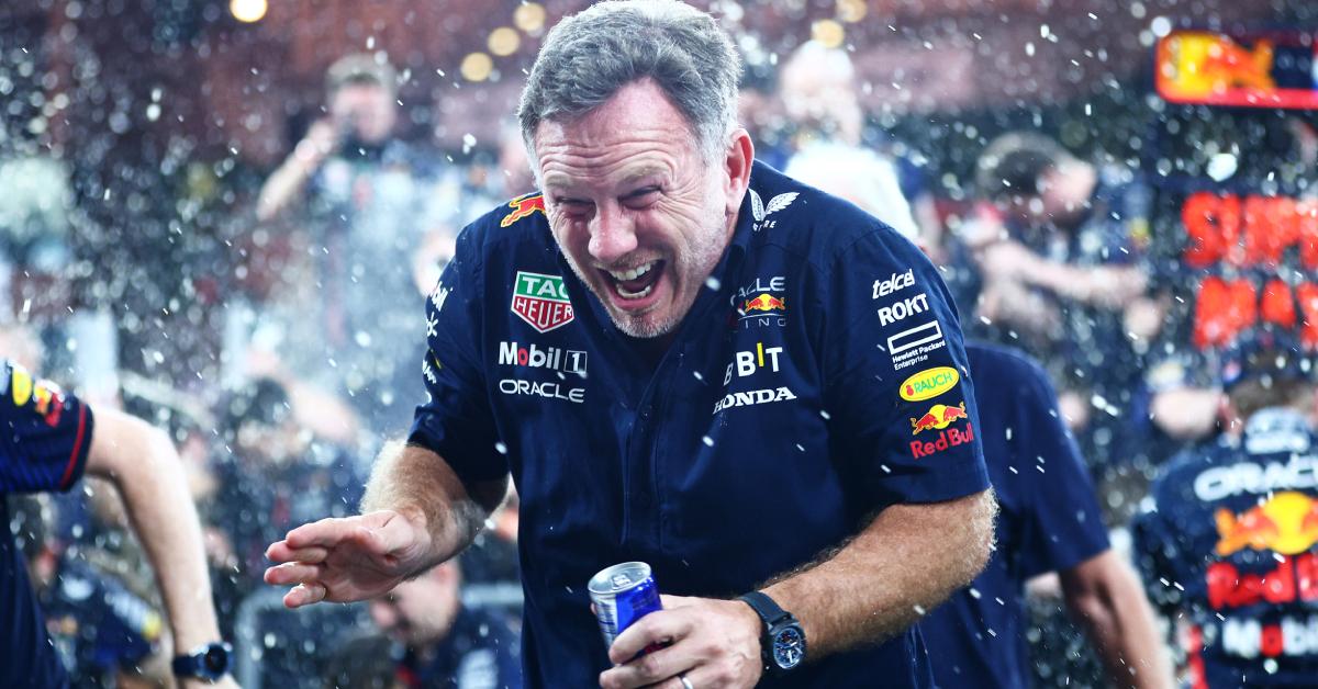 Christian Horner celebrating after the F1 Grand Prix of Abu Dhabi at Yas Marina Circuit on November 26, 2023