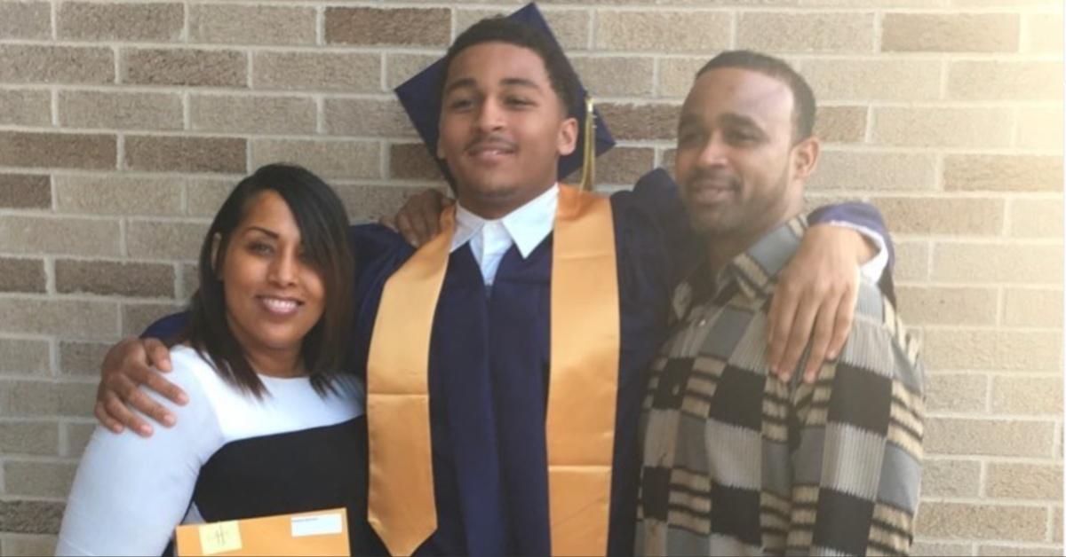 Wendy Kneeland, Marshawn Kneeland, and Shawn Kneeland at Marshawn's high school graduation.