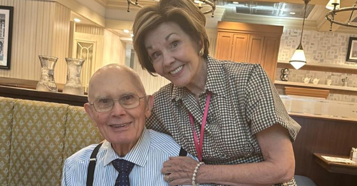 Dallin H. Oaks and his wife at a restaurant on their anniversary.