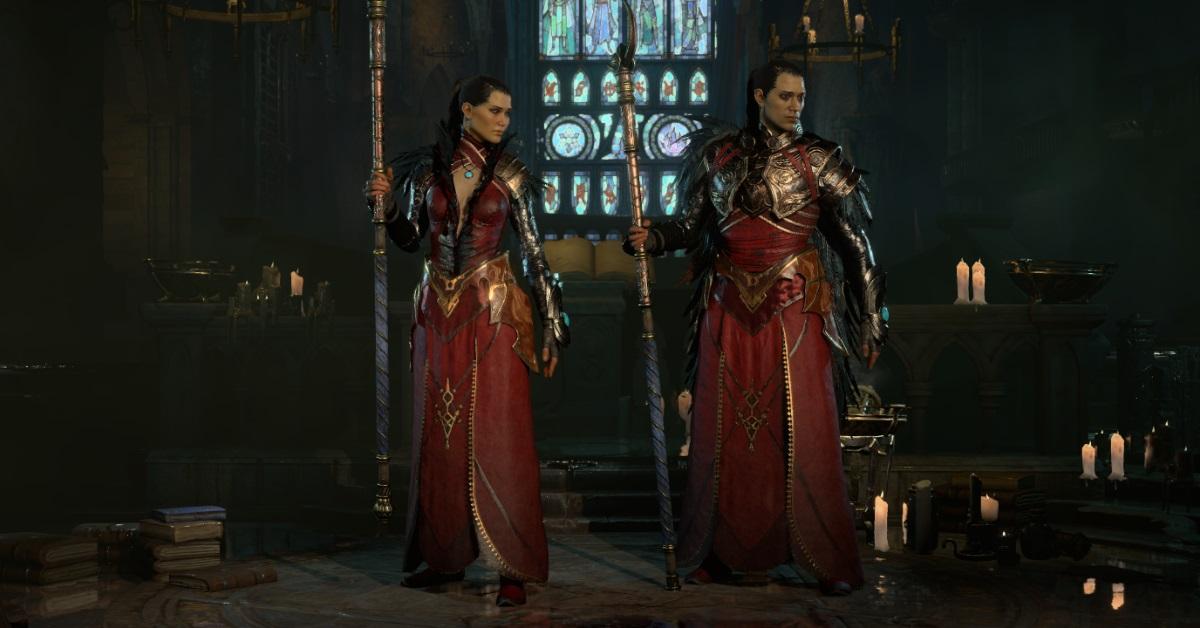 Two sorcerers posing in Diablo IV.