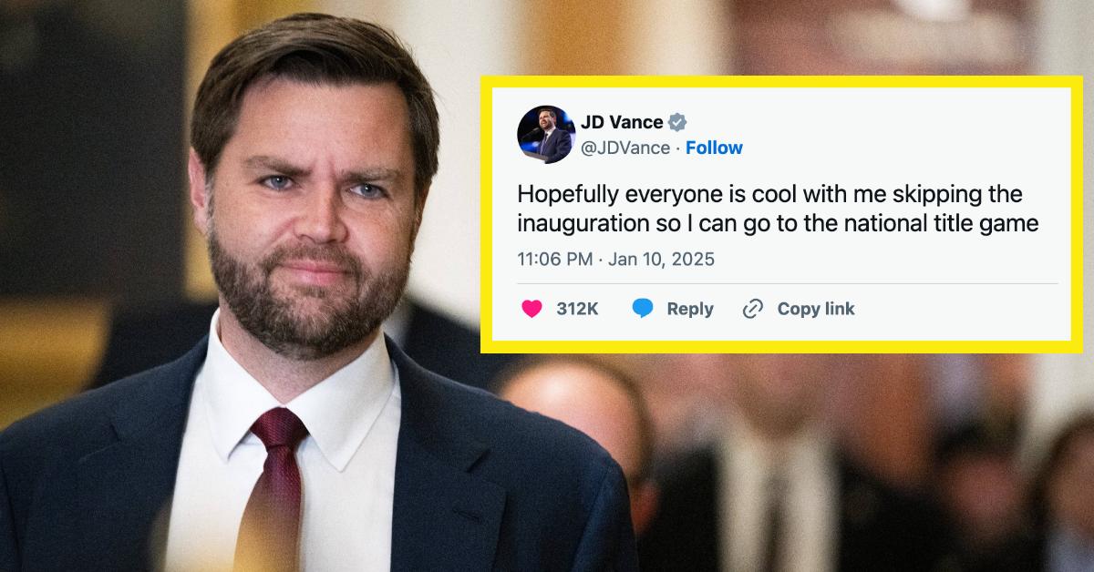 JD Vance joked about skipping the inauguration to watch the Ohio State-Notre Dame college football national championship game.