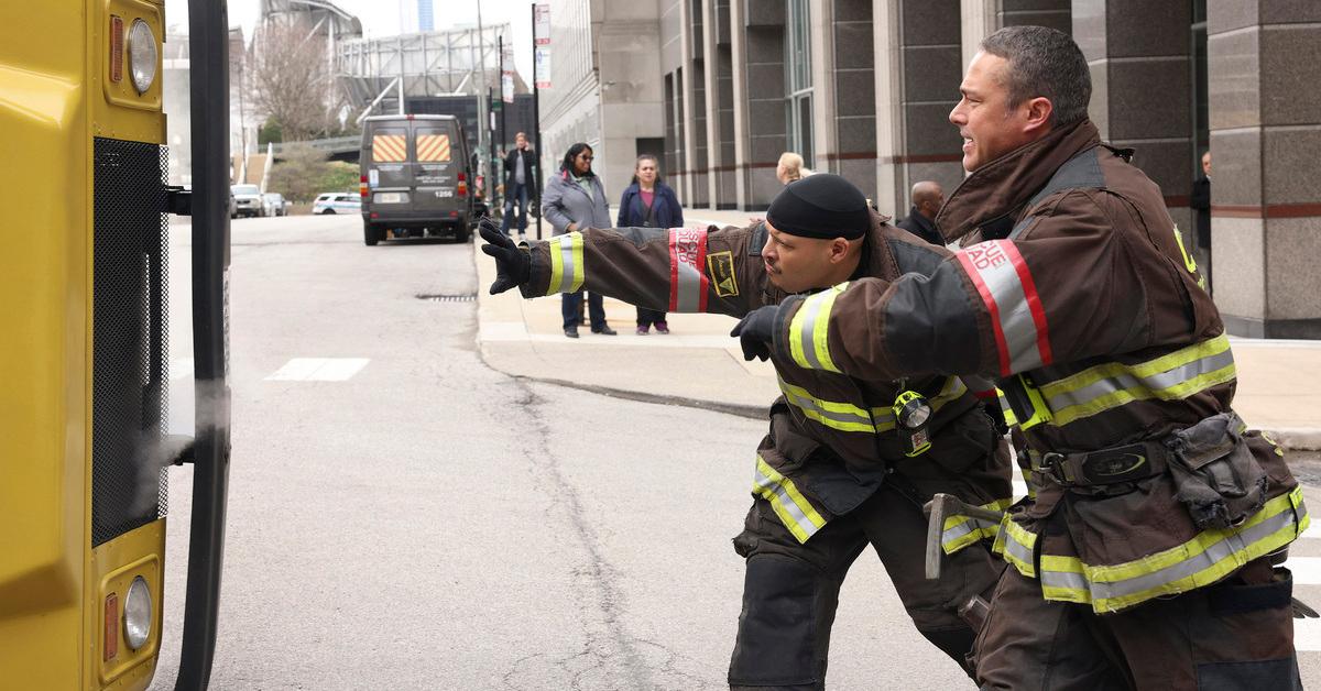 Taylor Kinney and Joe Minoso on "Chicago Fire."