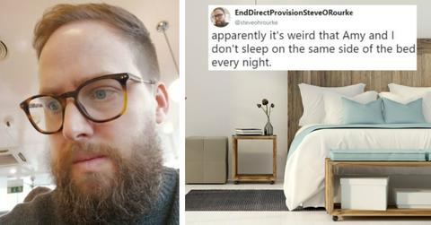 couple alternates side of bed cover