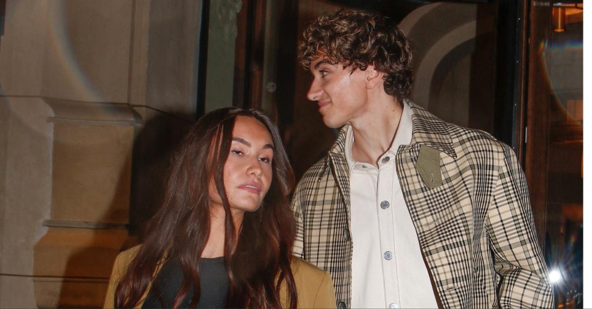 Cheyanne King and Gavin Casalegno leave their hotel during Paris Fashion Week.