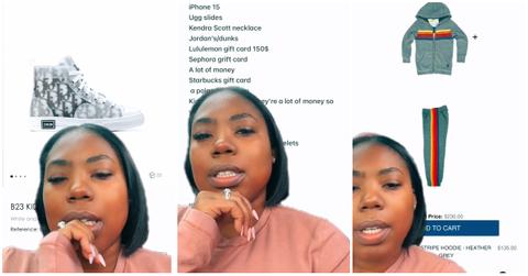 (l-r): A mom showing her daughter's Christmas wishlist