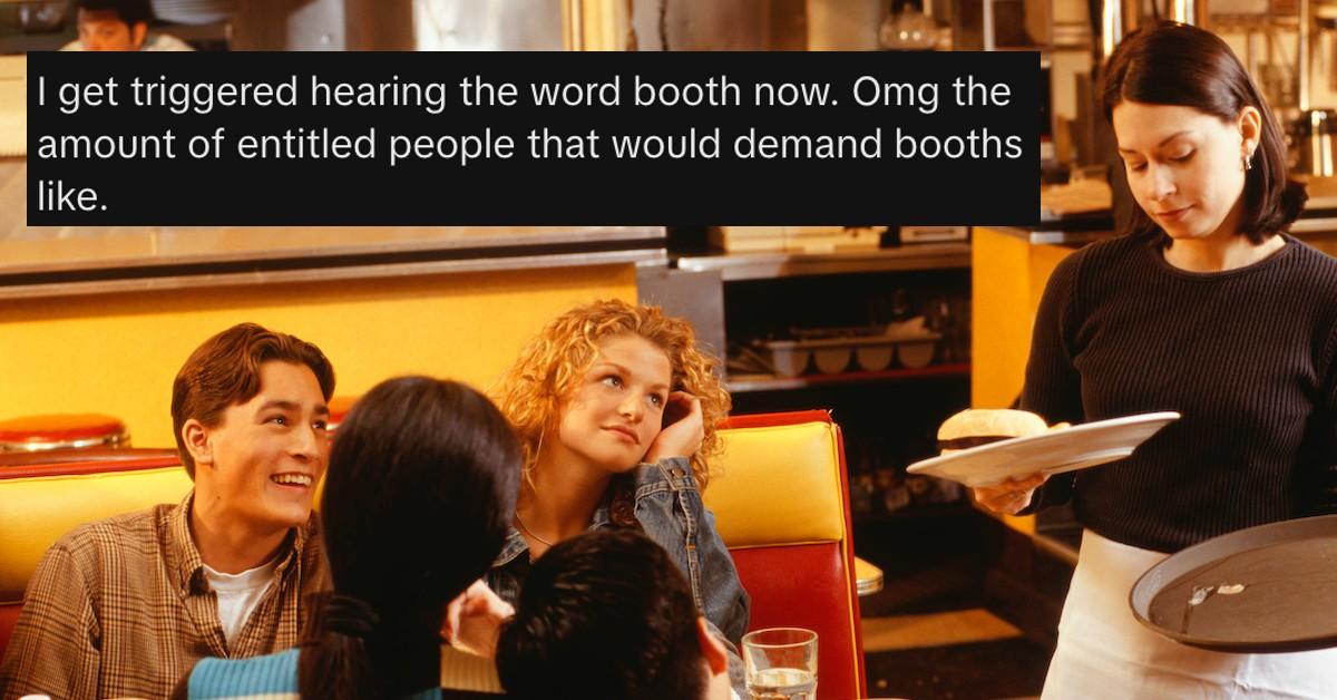 Restaurant customers in booth with comment