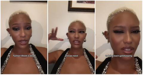 (l-r): model complaining about NYFW