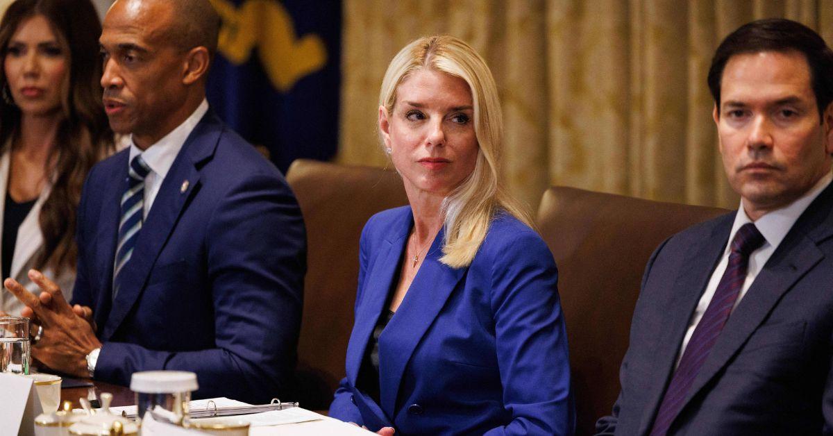 Pam Bondi at a Trump cabinet meeting.