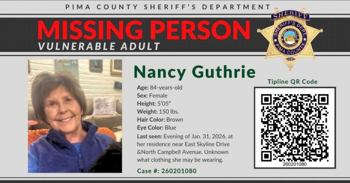 Nancy Guthrie Listed as a Missing Person