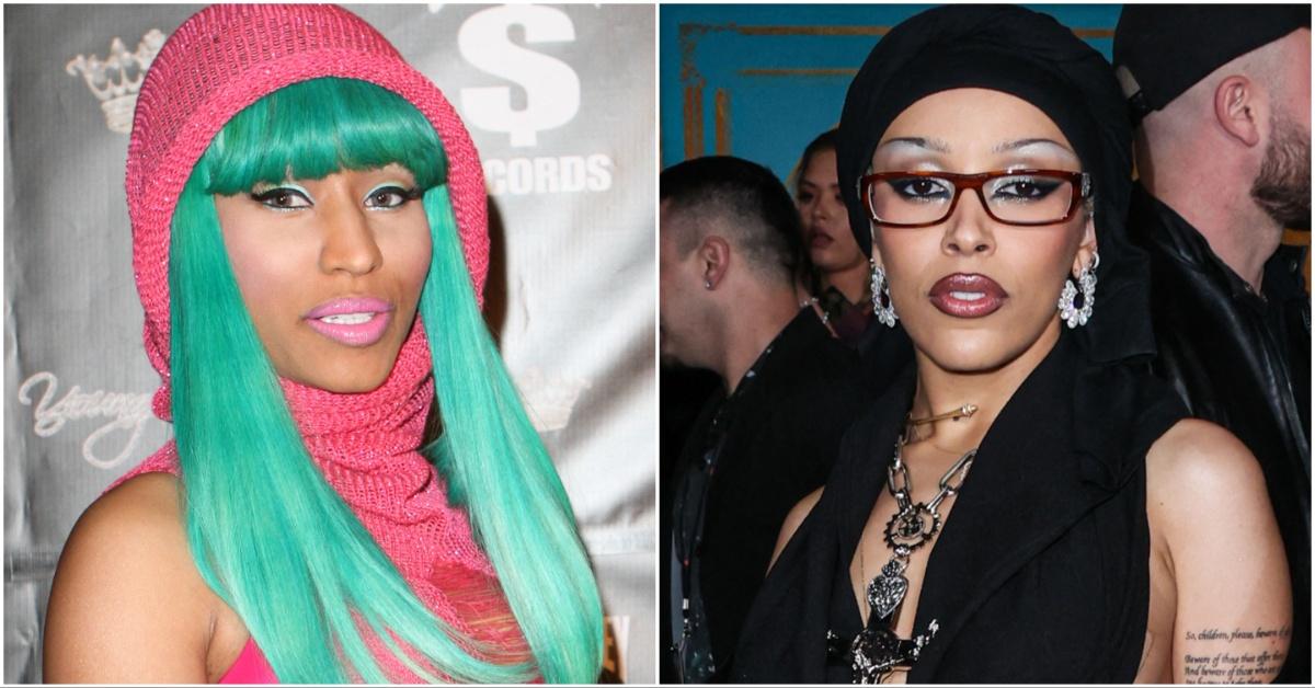 Nick Minaj and Doja Cat in a side by side collage