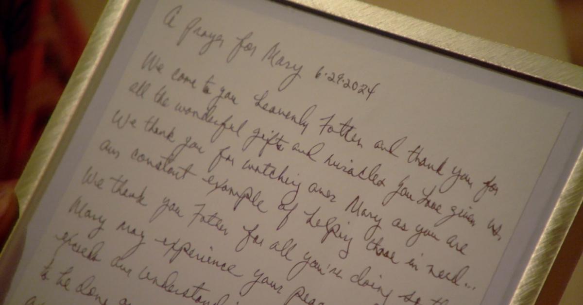 Gary writes a prayer for Joan and her mom, Mary.