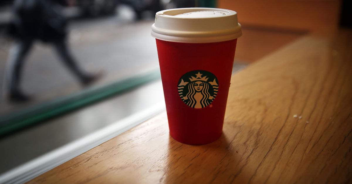 Spilled Black Coffee Starbucks Cup Fake Prop Gag