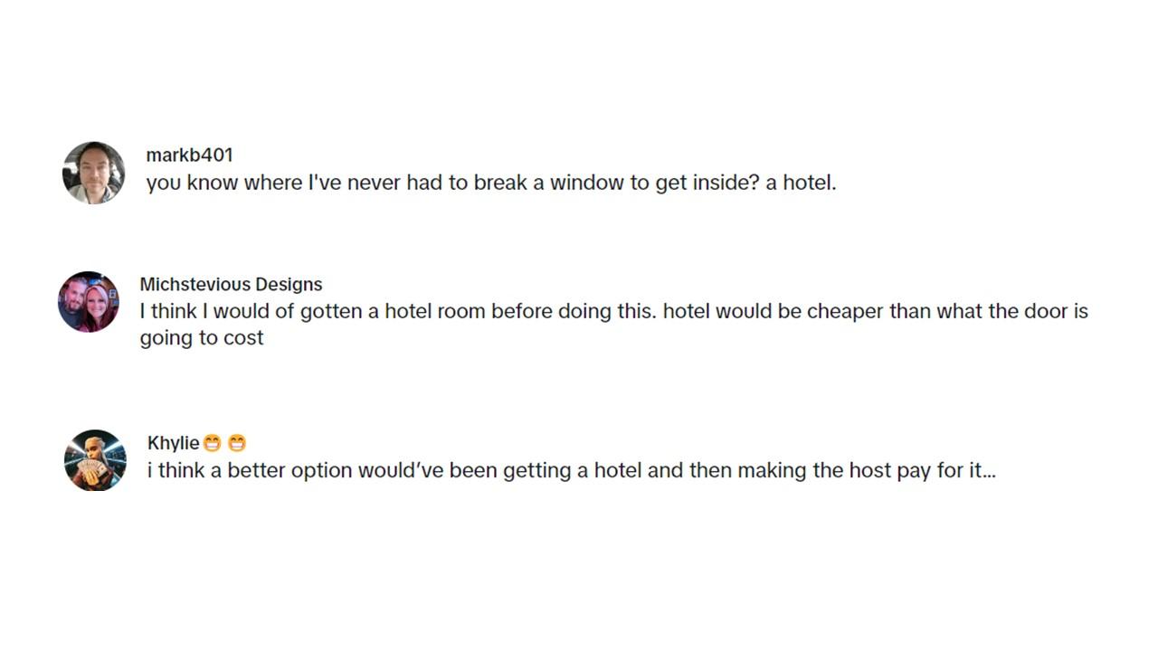 Commenters saying that the guest should have stayed at a hotel instead