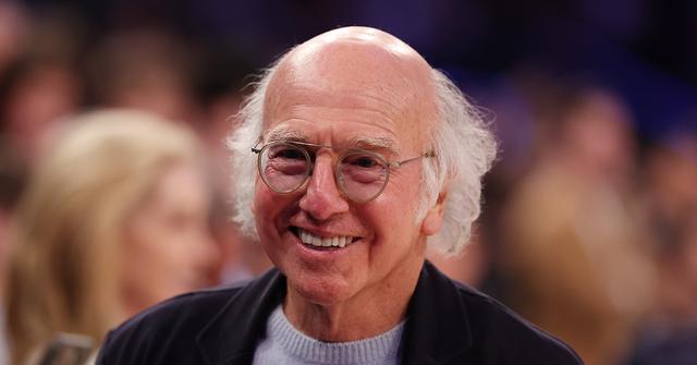 Larry David at a game between the Lakers and the Knicks.