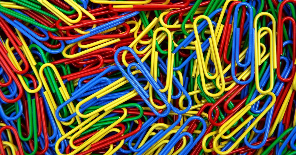 A pile of colorful paper clips.